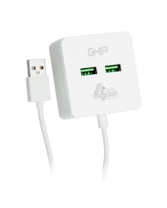 Cargador Ghia USB De 4 Puertos Transfiere Datos Cable 50 Cm Modelo GAC-168