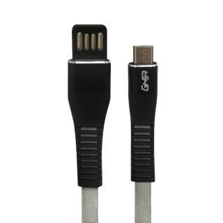 Cable Micro USB Plano Reversible Gris con Negro 1M Ghia